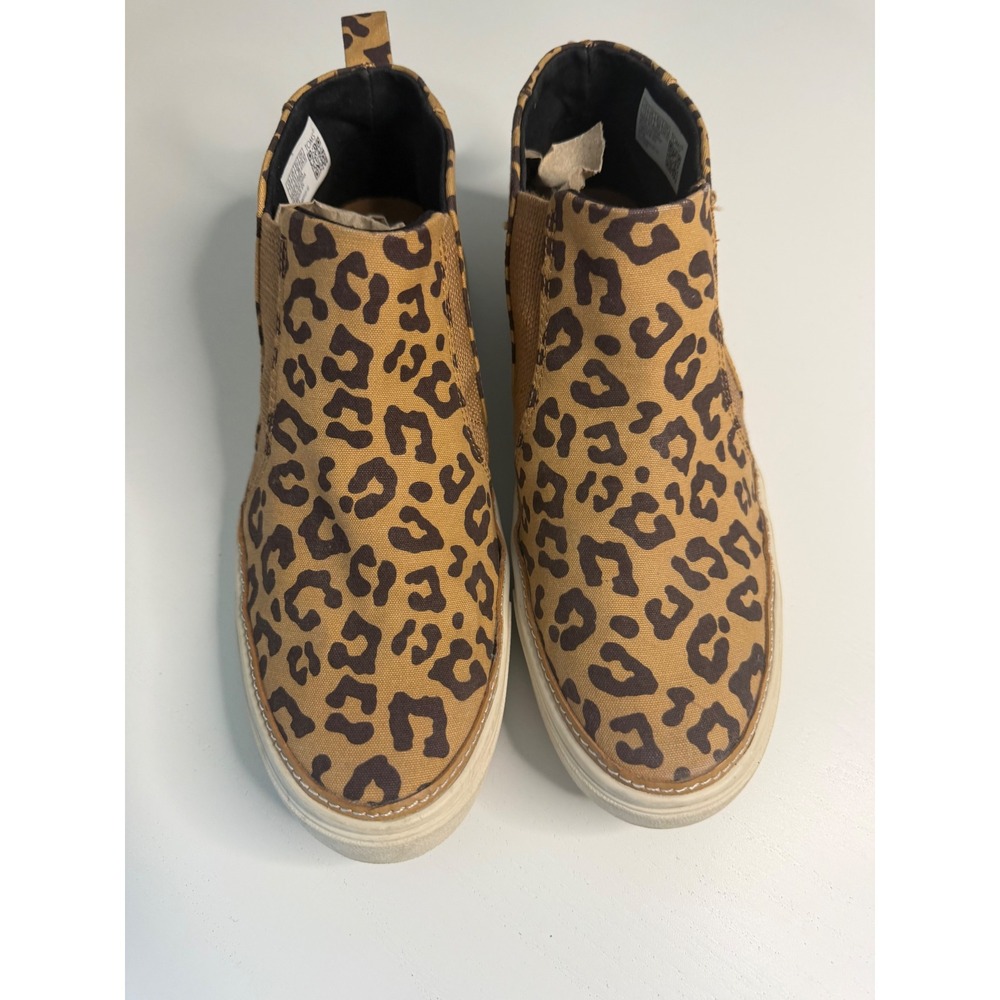 TOMS TRVL LITE High Top Leopard Print Slip On Sneakers Tan Brown 10017878
